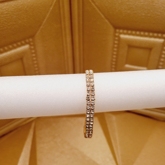 Two Strand Gold Rhinestone Ankle Bracelet - Picture 1 of 1